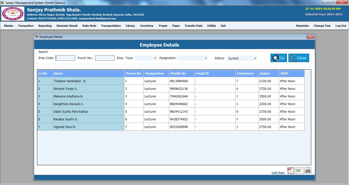 School Management System Software View Employee